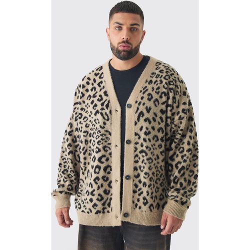 Cárdigan Plus Oversize De Punto Cardado Con Estampado De Leopardo - boohoo - Modalova