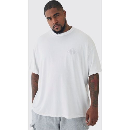 T-shirt Plus Size oversize bianca con ricamo Man a rombo - boohoo - Modalova