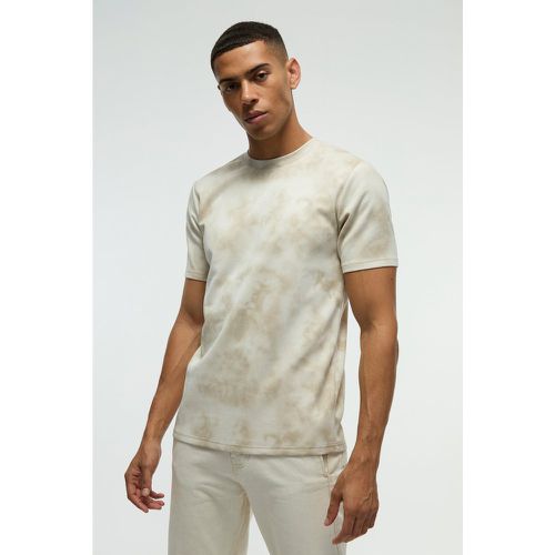 T-shirt Slim Fit in scamosciato super pesante con trama - boohoo - Modalova