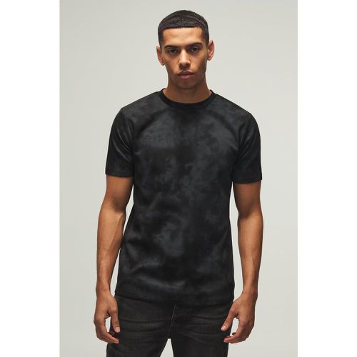 T-shirt Slim Fit in scamosciato super pesante con trama - boohoo - Modalova