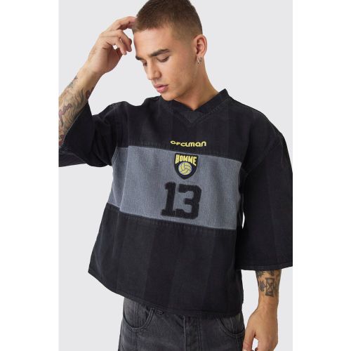 Camiseta Oversize Vaquera Con Bordado De Fútbol - boohoo - Modalova