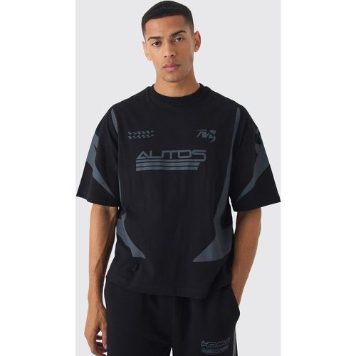 T-shirt squadrata oversize da Moto Racing - boohoo - Modalova