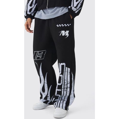 Pantalón Deportivo De Pernera Ancha Con Estampado De Llamas - boohoo - Modalova