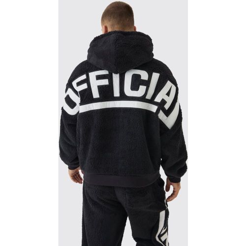 Felpa squadrata oversize in pile borg con ricami Official Teddy - boohoo - Modalova