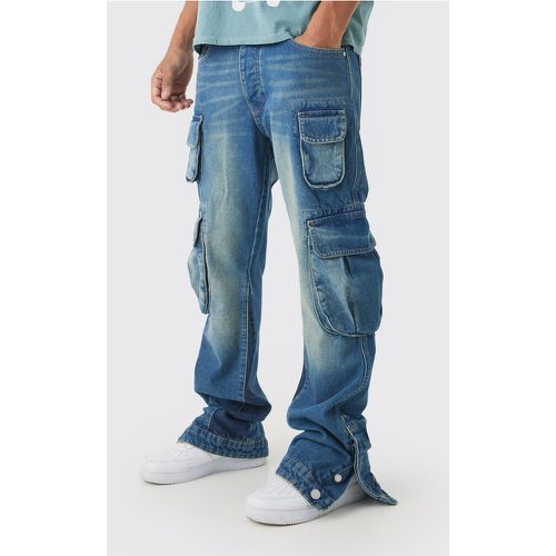 Jeans Cargo Slim Fit a zampa con inserti - boohoo - Modalova