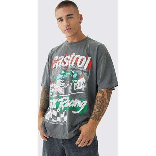 Camiseta Oversize Con Lavado A La Piedra Y Estampado De Castrol Gtx - boohoo - Modalova