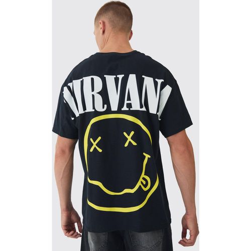 T-shirt oversize con stampa ufficiale dei Nirvana e cuciture - boohoo - Modalova