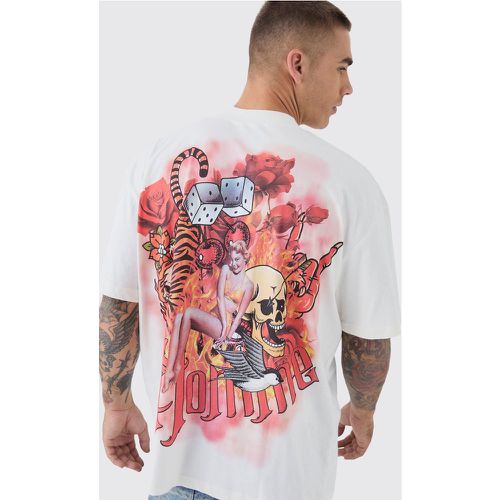 Camiseta Oversize Con Estampado Gráfico Homme De Tatuaje En La Espalda - boohoo - Modalova