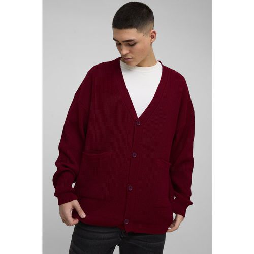 Cardigan oversize a coste con spalle scese - boohoo - Modalova