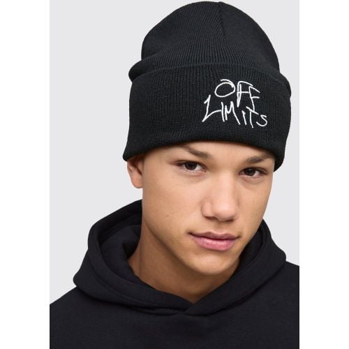 Off Limits Script Beanie, Negro - boohoo - Modalova