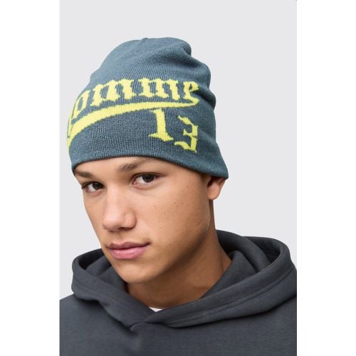 Homme Graphic Beanie, Gris - boohoo - Modalova