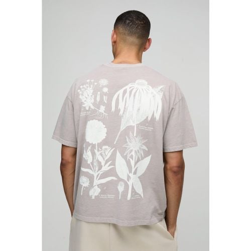 Camiseta Oversize Con Lavado A La Piedra Y Estampado De Flores Pour Homme - boohoo - Modalova