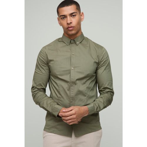 Camisa Básica Ajustada De Manga Larga Con Cuello - boohoo - Modalova