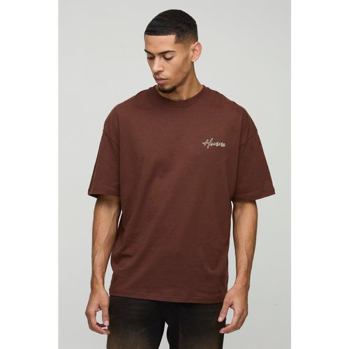 T-shirt oversize con ricamo Homme - boohoo - Modalova