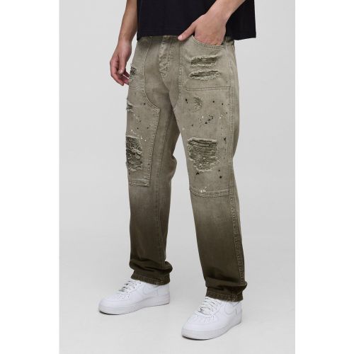 Vaqueros Rectos Estilo Carpintero Rotos Con Salpicaduras De Pintura - boohoo - Modalova