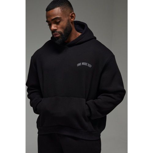 Sudadera Man Active Recta Con Capucha Y Estampado One More Rep En Relieve - boohoo - Modalova