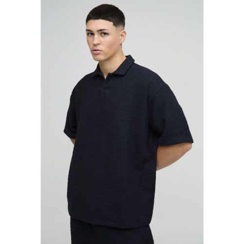 Polo oversize pesante a maniche corte con trama e rever - boohoo - Modalova
