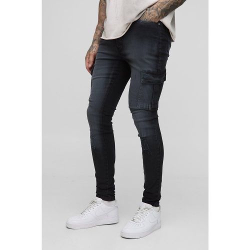 Vaqueros Tall Cargo Súper Pitillo Desgastados - boohoo - Modalova