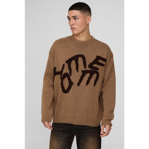 Maglione oversize Homme in maglia morbida con grafica - boohoo - Modalova