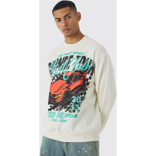 Sudadera Oversize Con Estampado Gráfico De Carreras A Gran Escala - boohoo - Modalova