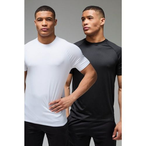 T-shirt Man Active leggere Essentials Gym Regular Fit con maniche raglan - set di 2 paia - boohoo - Modalova