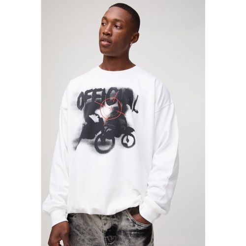 Sudadera Oversize Con Estampado Gráfico Official De Motociclismo - boohoo - Modalova