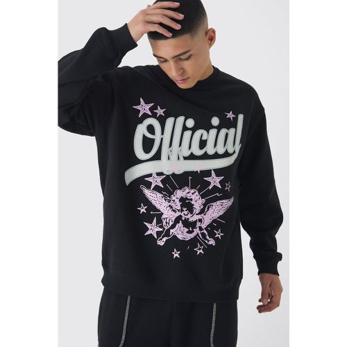 Sudadera Oversize Official Con Estampado Gráfico De Querubín - boohoo - Modalova