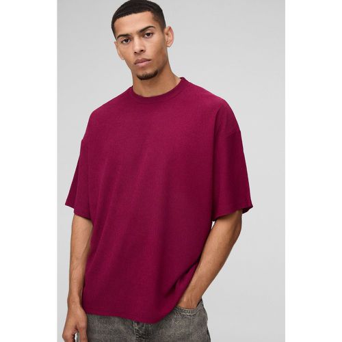 T-shirt oversize con trama, Rosso - boohoo - Modalova