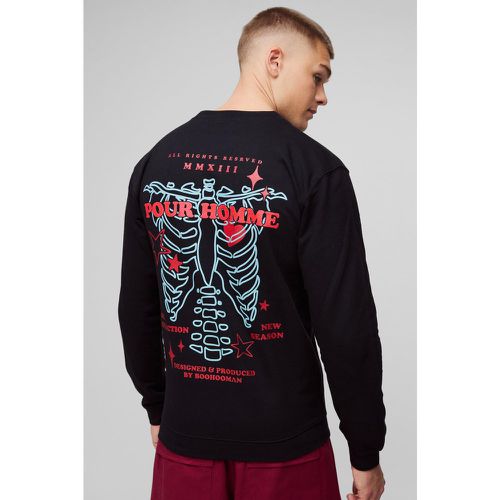 Sudadera Oversize Con Estampado Gráfico De Esqueleto En Relieve - boohoo - Modalova