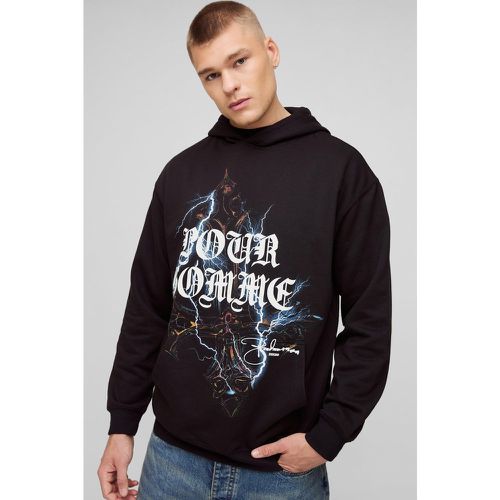 Oversized Pour Homme Gothic Graphic Hoodie - boohoo - Modalova