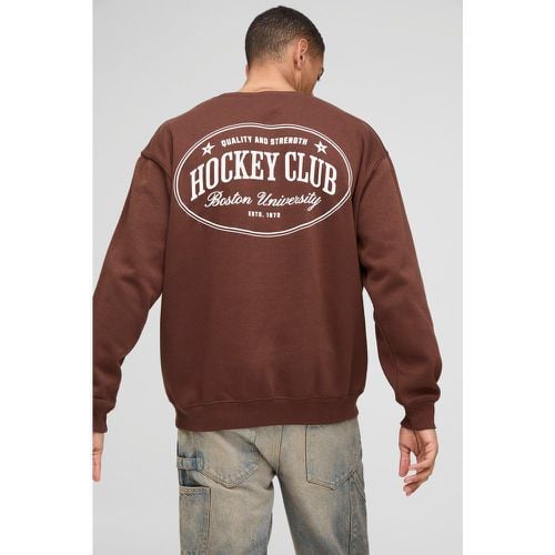 Sudadera Oversize Con Estampado Gráfico De Hockey Club - boohoo - Modalova