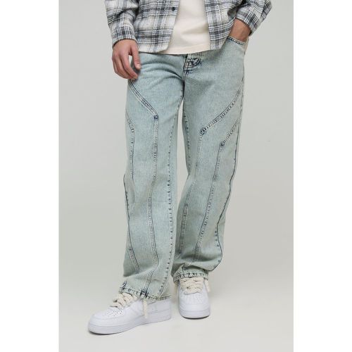 Jeans rilassati in denim rigido con cuciture - boohoo - Modalova