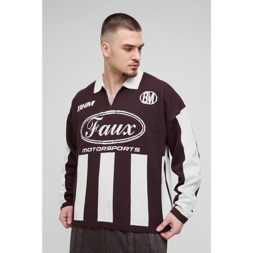 Polo squadrata Tall a maniche lunghe da calcio in maglia - boohoo - Modalova