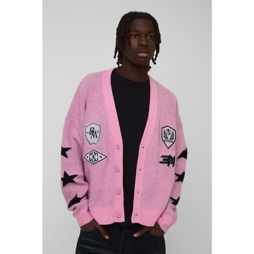 Cardigan oversize in maglia spazzolata da moto - boohoo - Modalova