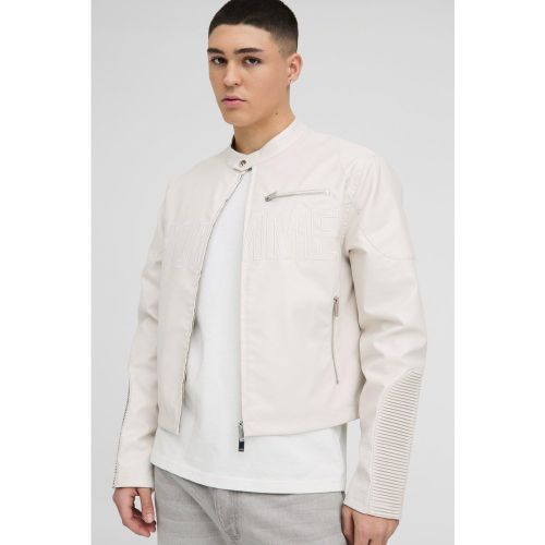 Chaqueta Recta Motera De Cuero Sintético Homme - boohoo - Modalova