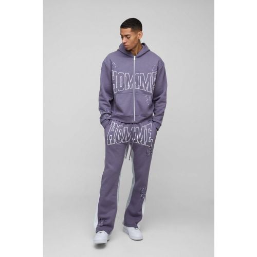 Chándal Oversize D Recto Homme Con Salpicaduras De Pintura Y Cremallera - boohoo - Modalova