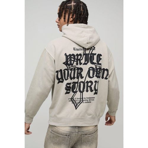 Washed Write Your Own Story Cross Text Graphic Hoodie - boohoo - Modalova