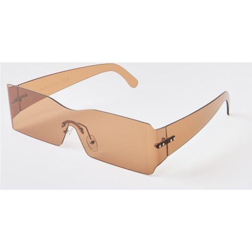 Gafas De Sol Rectangulares Sin Montura Marrones - boohoo - Modalova