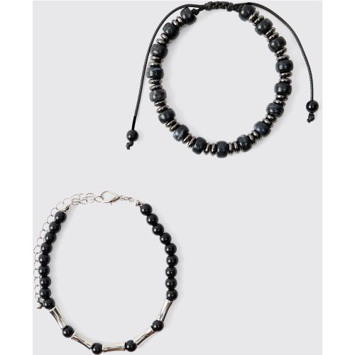 Bracciali - set di 2 paia, Nero - boohoo - Modalova