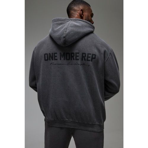 Sudadera Man Active Oversize Desteñida Con Capucha Y Estampado One More Rep - boohoo - Modalova