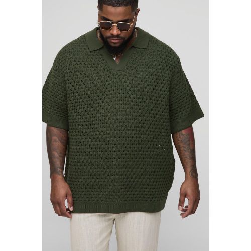 T-shirt Plus Size oversize all'uncinetto in maglia spessa con scollo a V - boohoo - Modalova