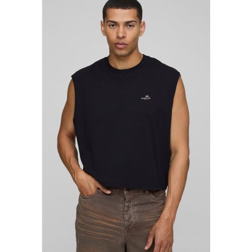 Top Sin Mangas Oversize Con Bordado De Firma B Recta Encogida - boohoo - Modalova
