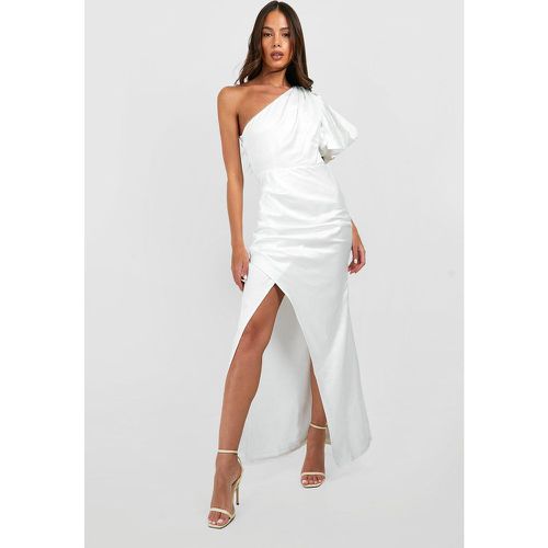 Vestito maxi monospalla a sbuffo con spacco laterale - boohoo - Modalova