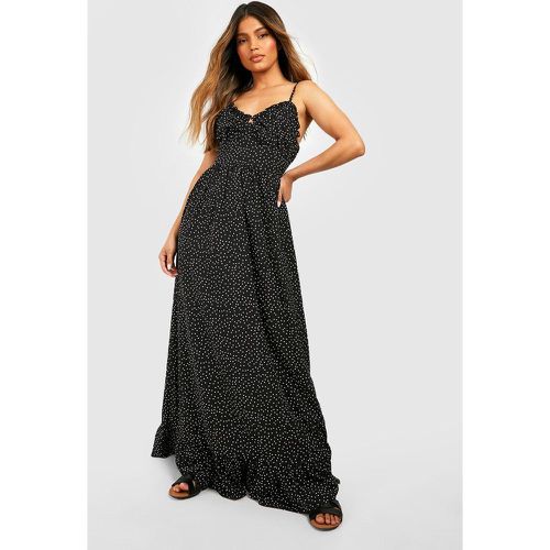 Vestido Maxi De Lunares Con Pecho Fruncido Y Volante En El Bajo - boohoo - Modalova