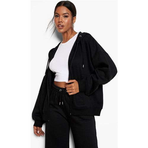 Felpa oversize con zip e cappuccio - boohoo - Modalova