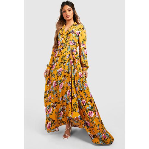 Vestito scaldacuore maxi a fiori con cintura - boohoo - Modalova