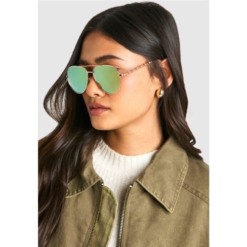 Gafas De Sol De Aviador Con Cadena - boohoo - Modalova