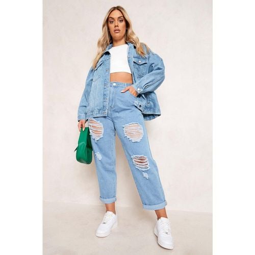 Jeans Mom Plus Size con strappi e smagliature - boohoo - Modalova