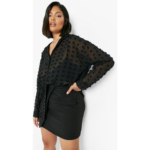 Camicia Plus Size oversize a pois con trama - boohoo - Modalova