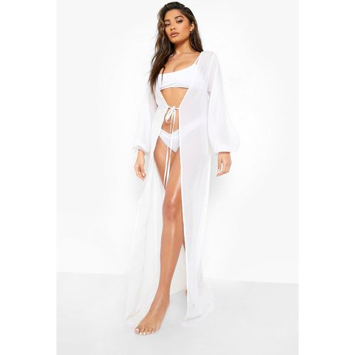 Kimono maxi da mare con laccetti e nappe - boohoo - Modalova